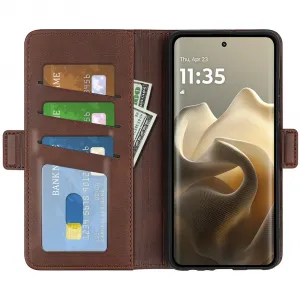 SIDE Peňaženkové puzdro pre Motorola Edge 60 Pro tmavohnedé