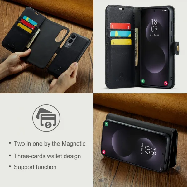 DG.MING Peňaženkový obal 2v1 Samsung Galaxy S25 Edge čierny