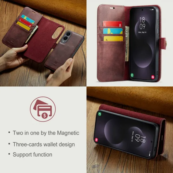 DG.MING Peňaženkový obal 2v1 Samsung Galaxy S25 Edge červený