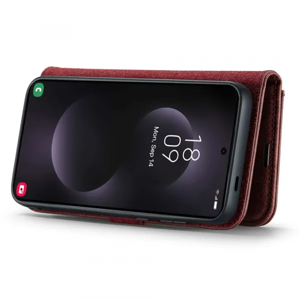 DG.MING Peňaženkový obal 2v1 Samsung Galaxy S25 Edge červený