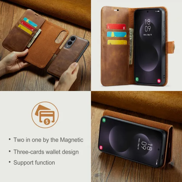DG.MING Peňaženkový obal 2v1 Samsung Galaxy S25 Edge hnedý