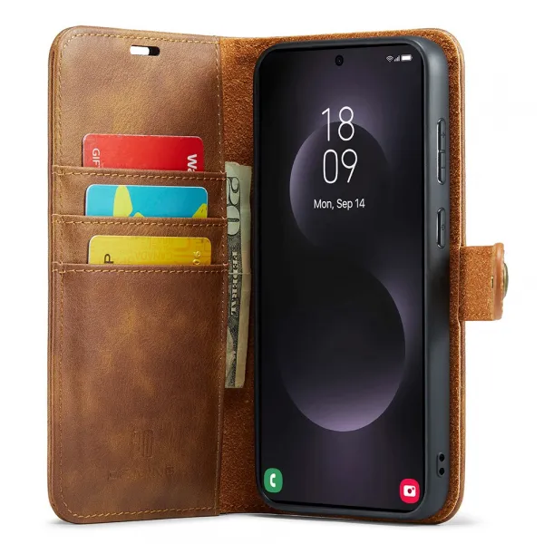 DG.MING Peňaženkový obal 2v1 Samsung Galaxy S25 Edge hnedý