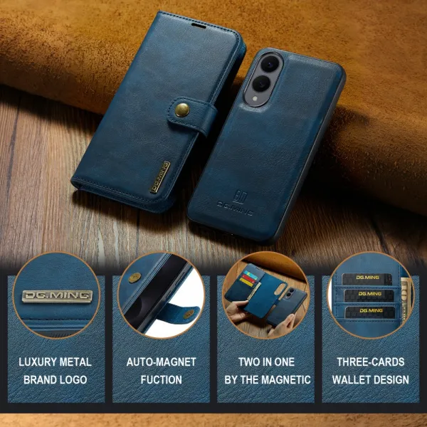 DG.MING Peňaženkový obal 2v1 Samsung Galaxy S25 Edge modrý