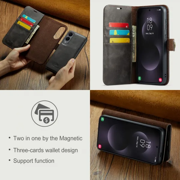 DG.MING Peňaženkový obal 2v1 Samsung Galaxy S25 Edge šedý