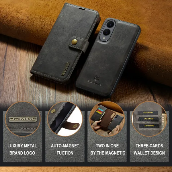 DG.MING Peňaženkový obal 2v1 Samsung Galaxy S25 Edge šedý
