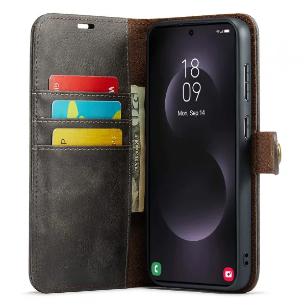 DG.MING Peňaženkový obal 2v1 Samsung Galaxy S25 Edge šedý
