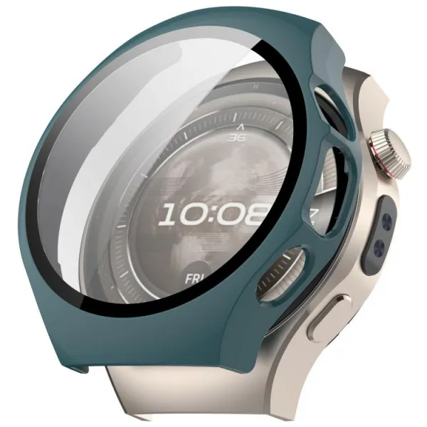 PC FULL COVER Plastový kryt so sklom pre Huawei Watch 5 42mm tmavozelený