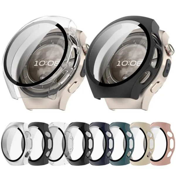 PC FULL COVER Plastový kryt so sklom pre Huawei Watch 5 46mm IVORY