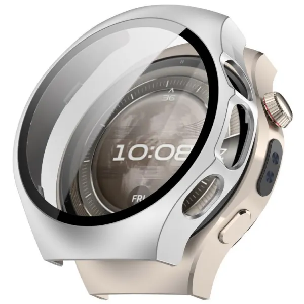 PC FULL COVER Plastový kryt so sklom pre Huawei Watch 5 42mm strieborný