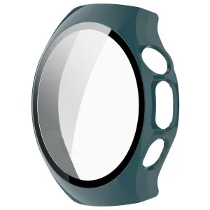 PC FULL COVER Plastový kryt so sklom pre Huawei Watch 5 42mm tmavozelený