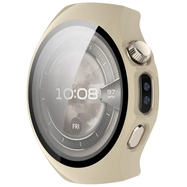 PC FULL COVER Plastový kryt so sklom pre Huawei Watch 5 46mm IVORY