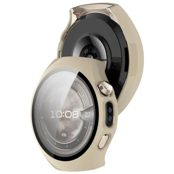 PC FULL COVER Plastový kryt so sklom pre Huawei Watch 5 46mm IVORY