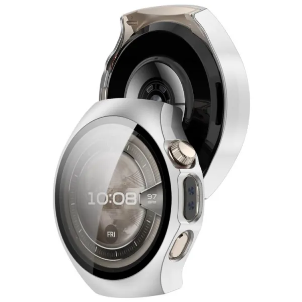 PC FULL COVER Plastový kryt so sklom pre Huawei Watch 5 46mm strieborný