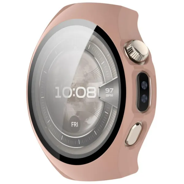 PC FULL COVER Plastový kryt so sklom pre Huawei Watch 5 46mm ružový