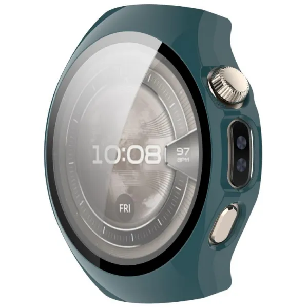 PC FULL COVER Plastový kryt so sklom pre Huawei Watch 5 46mm zelený