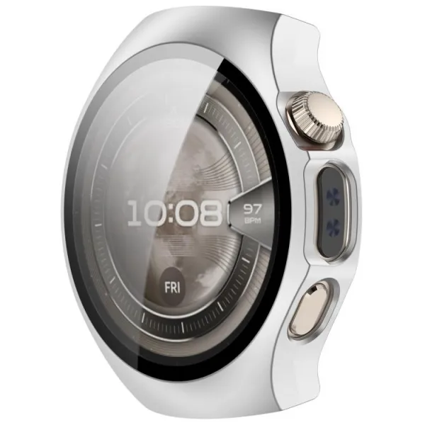 PC FULL COVER Plastový kryt so sklom pre Huawei Watch 5 42mm strieborný