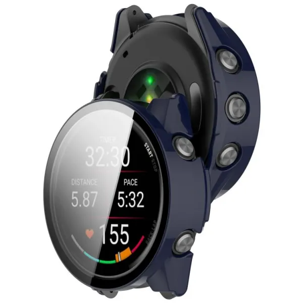 PC FULL COVER Plastový kryt so sklom pre Garmin Forerunner 970 tmavomodrý