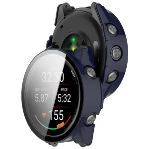 PC FULL COVER Plastový kryt so sklom pre Garmin Forerunner 970 tmavomodrý