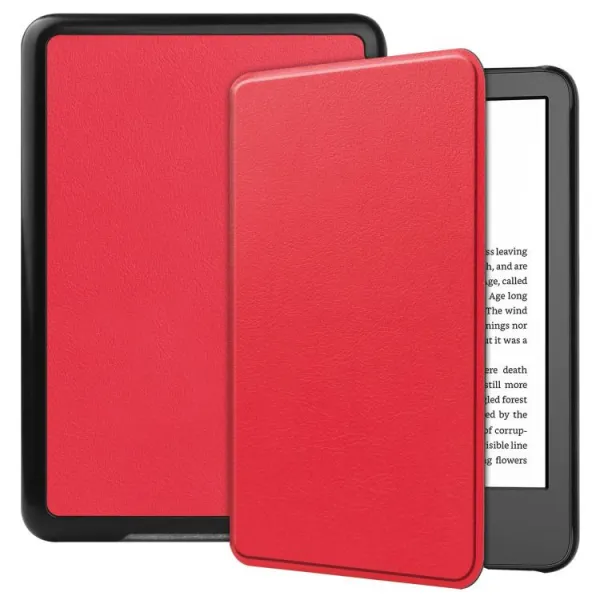 LEATHER Zaklápacie puzdro pre Amazon Kindle 11. generácia 2022 / 2024 červené