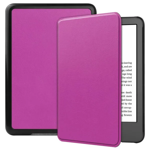 LEATHER Zaklápacie puzdro pre Amazon Kindle 11. generácia 2022 / 2024 fialové