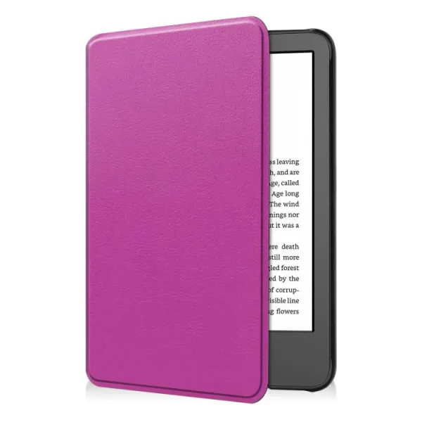 LEATHER Zaklápacie puzdro pre Amazon Kindle 11. generácia 2022 / 2024 fialové
