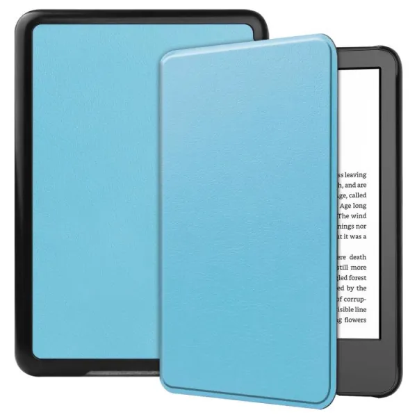 LEATHER Zaklápacie puzdro pre Amazon Kindle 11. generácia 2022 / 2024 svetlomodré