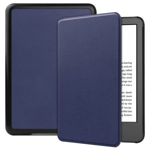 LEATHER Zaklápacie puzdro pre Amazon Kindle 11. generácia 2022 / 2024 tmavomodré