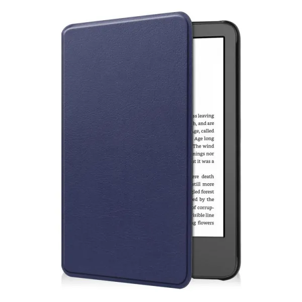 LEATHER Zaklápacie puzdro pre Amazon Kindle 11. generácia 2022 / 2024 tmavomodré