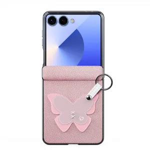 DUX LUVY Kryt so šnúrkou pre Samsung Galaxy Z Flip7 5G PINK BUTTERFLY