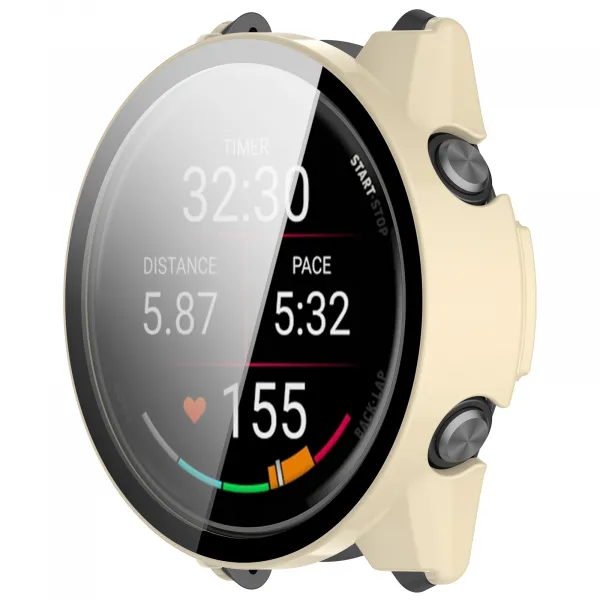 PC FULL COVER Plastový kryt so sklom pre Garmin Forerunner 570 47mm IVORY WHITE