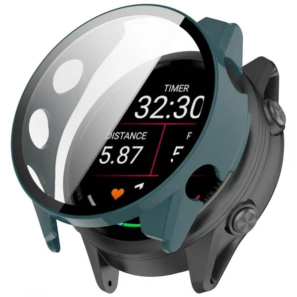 PC FULL COVER Plastový kryt so sklom pre Garmin Forerunner 570 42mm zelený