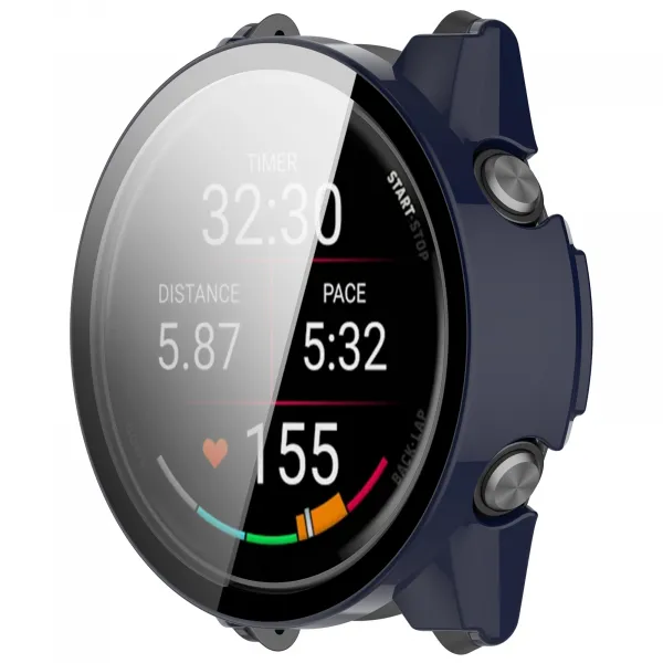 PC FULL COVER Plastový kryt so sklom pre Garmin Forerunner 570 42mm modrý