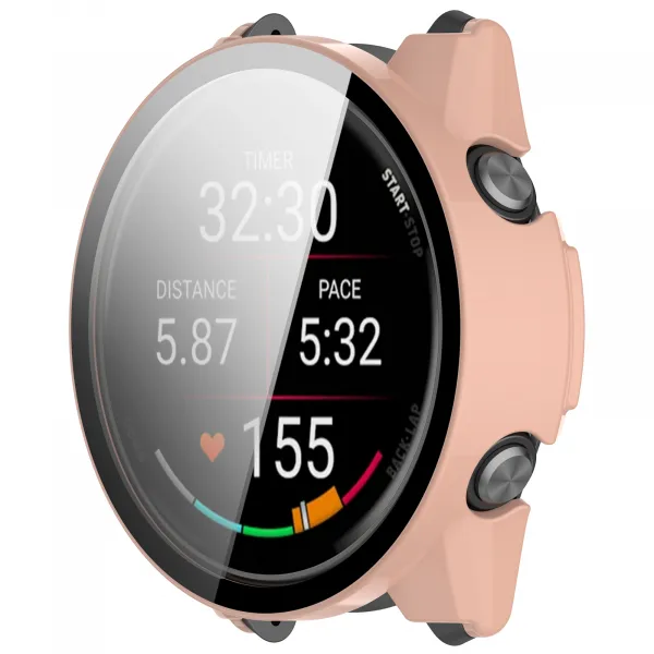 PC FULL COVER Plastový kryt so sklom pre Garmin Forerunner 570 47mm ružový