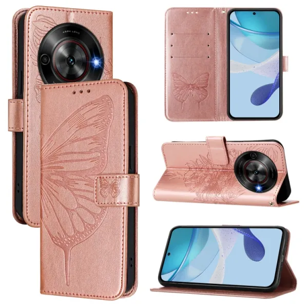ART BUTTERFLY Peňaženkový obal pre ZTE Blade A75 5G / Nubia Focus 5G ružový