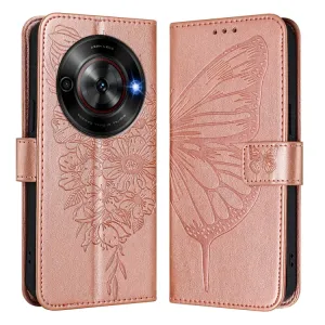 ART BUTTERFLY Peňaženkový obal pre ZTE Blade A75 5G / Nubia Focus 5G ružový