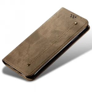 DENIM Peňaženkový kryt pre Motorola Edge 60 Pro šedohnedý