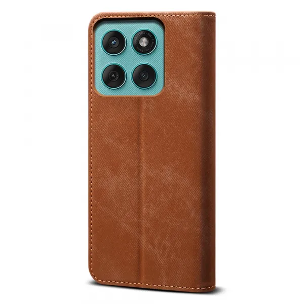DENIM Peňaženkový kryt pre Motorola Edge 60 Pro hnedý