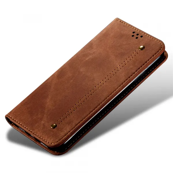 DENIM Peňaženkový kryt pre Motorola Edge 60 Pro hnedý