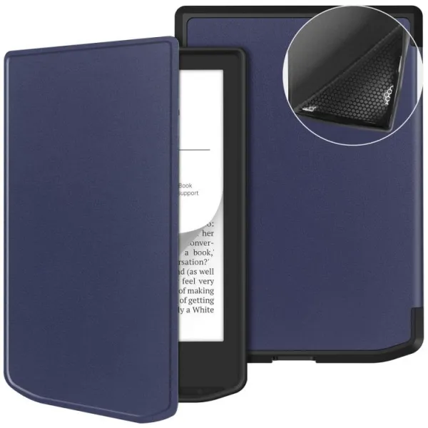 LEATHER Zaklápací kryt pre PocketBook 619 Verse Lite modrý