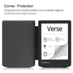 LEATHER Zaklápací kryt pre PocketBook 619 Verse Lite modrý