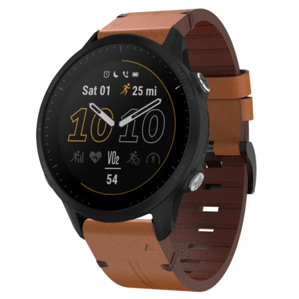 LEATHER Kožený remienok pre Garmin Forerunner 955 tmavohnedý