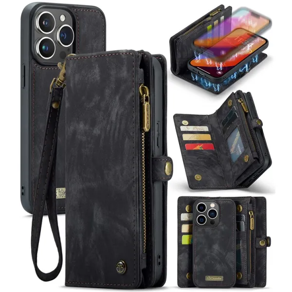 WALLET Ochranný kryt s peňaženkou 2v1 pre Apple iPhone 16 Pro čierny