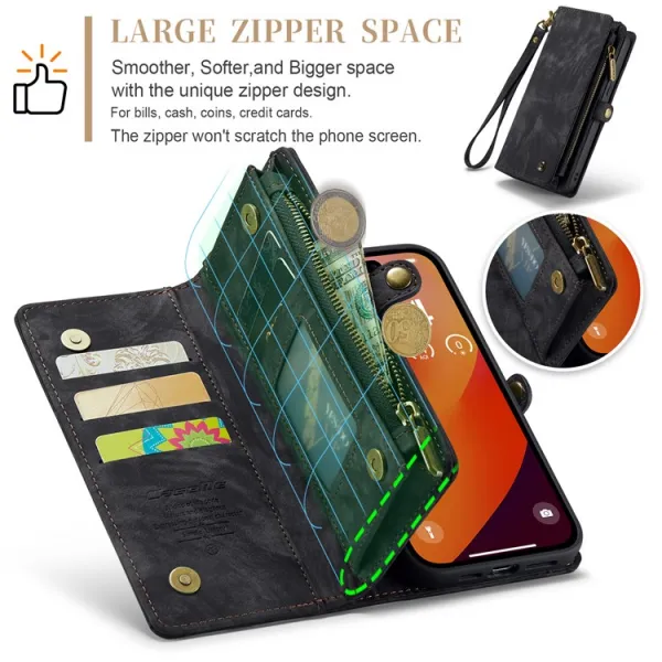 WALLET Ochranný kryt s peňaženkou 2v1 pre Apple iPhone 16 Pro čierny