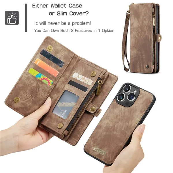 WALLET Ochranný kryt s peňaženkou 2v1 pre Apple iPhone 16 Pro Max hnedý