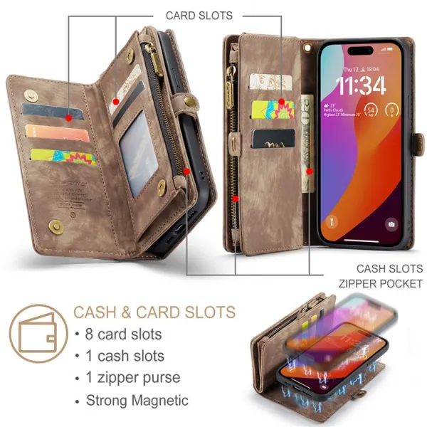 WALLET Ochranný kryt s peňaženkou 2v1 pre Apple iPhone 16 Pro Max hnedý