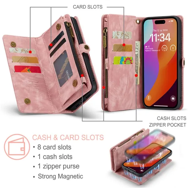 WALLET Ochranný kryt s peňaženkou 2v1 pre Apple iPhone 16 Pro Max ružový