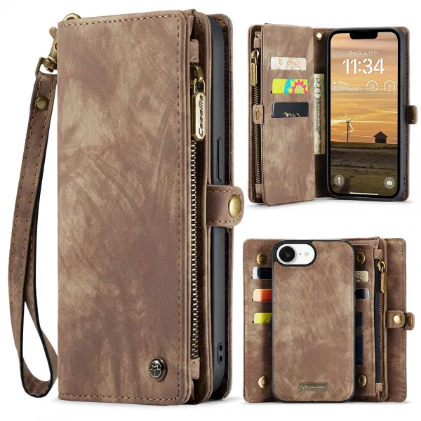 WALLET Ochranný kryt s peňaženkou 2v1 pre Apple iPhone 16e / iPhone 17e hnedý