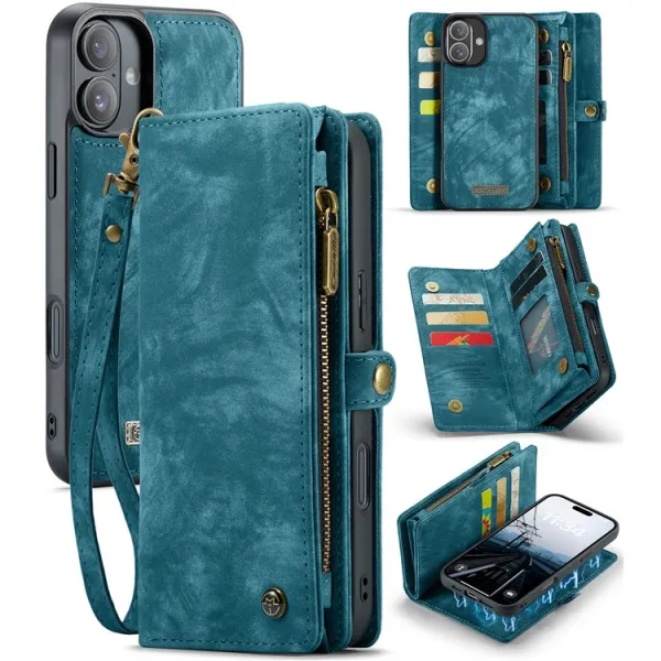 WALLET Ochranný kryt s peňaženkou 2v1 pre Apple iPhone 16 Plus modrý