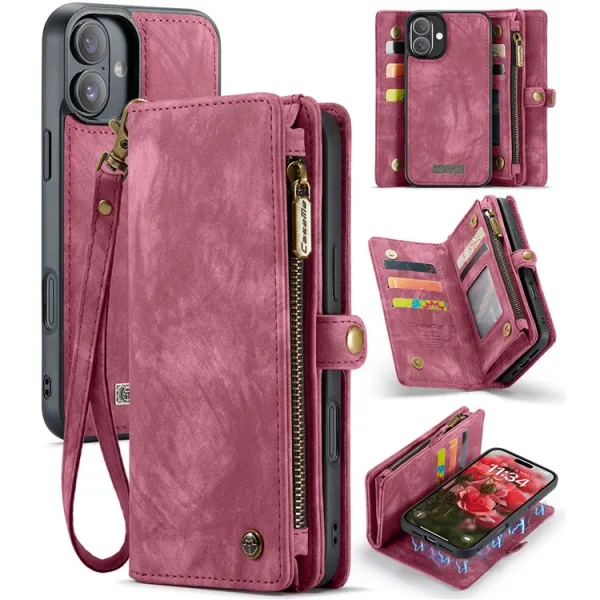 WALLET Ochranný kryt s peňaženkou 2v1 pre Apple iPhone 16 Plus červený