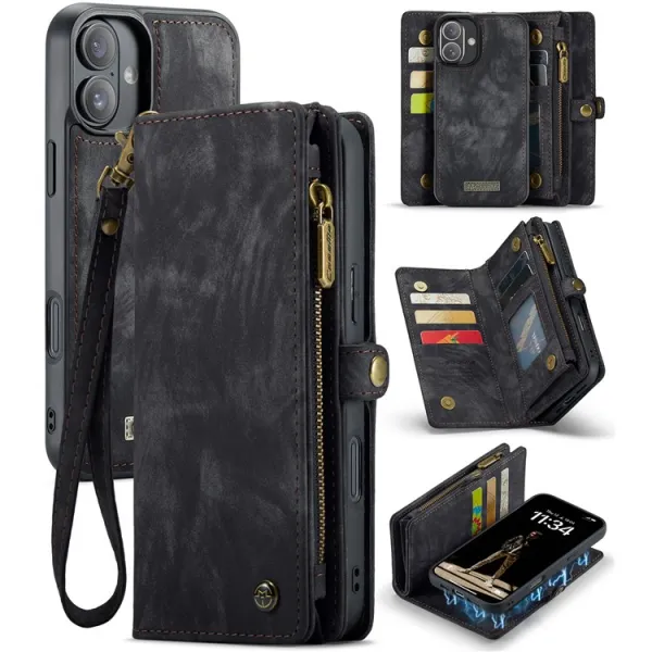 WALLET Ochranný kryt s peňaženkou 2v1 pre Apple iPhone 16 Plus čierny